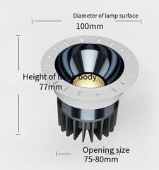Modern Recessed LED Spotlight Black/White Trim, Dimmable Ceiling Light