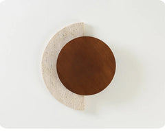 Modern Wood and Stone Arc Wall Sconce with Warm LED Glow