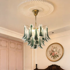 Gold Floral Glass Tiered Chandelier Pendant Light