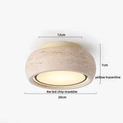 Ceiling light fixture with dimensions labeled on a white background