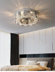 Modern Chrome Crystal Ring Semi-Flush Mount Chandelier Lighting