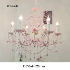 Pink Floral Rose Crystal Chandelier Pendant Light