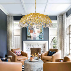 Modern Crystal Waterfall Chandelier Pendant Light with Cascading Drops
