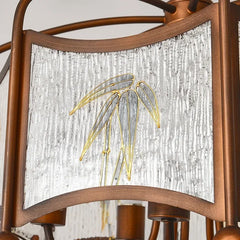 Brushed Gold Floral Pendant Light with Frosted Glass