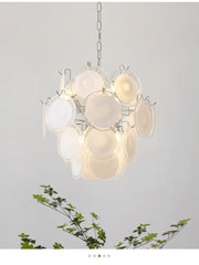 Cascading Glass Disc Chandelier - Modern Semi-Flush Mount Fixture