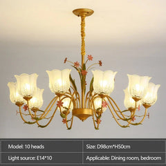 Gold Floral Ceramic Chandelier Hanging Pendant Light