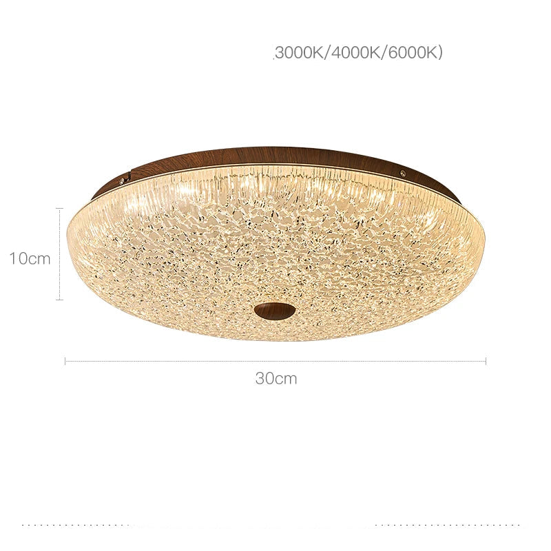 Ceiling light fixture with dimensions and features on a white background