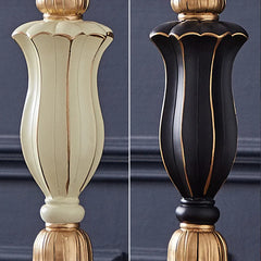 Ornate Floral Fabric Shade Table Lamp with Carved Resin Base