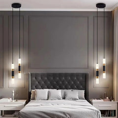 Gold Cylinder Pendant Light Frosted Diffuser Modern Minimalist 57