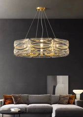 Gold Frame Geometric Crystal Chandelier Pendant Light Fixture