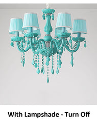 Cyan Crystal Chandelier Tear Drop Accent Hanging Pendant Light