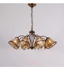 Smoked Glass Floral Chandelier Chain Pendant Light