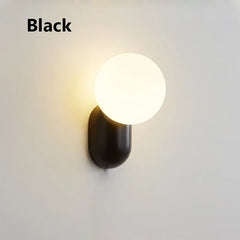 Minimalist Globe Wall Sconce Black White LED Light