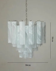 Tiered Frosted Glass Tube Chandelier Semi-Flush Mount Light