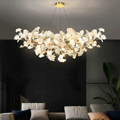 Gold Ginkgo Leaf Cluster Pendant Light Modern Accent
