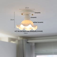 Ceiling light fixture with measurements and product details on a white background