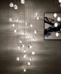 Crystal Ball Cascading Pendant Light Fixture Floral Stems Glass Shades