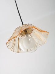 Glass Flower Pendant Light with Metal Accents Fixture