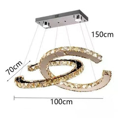 Chandelier with dimensions labeled on a white background