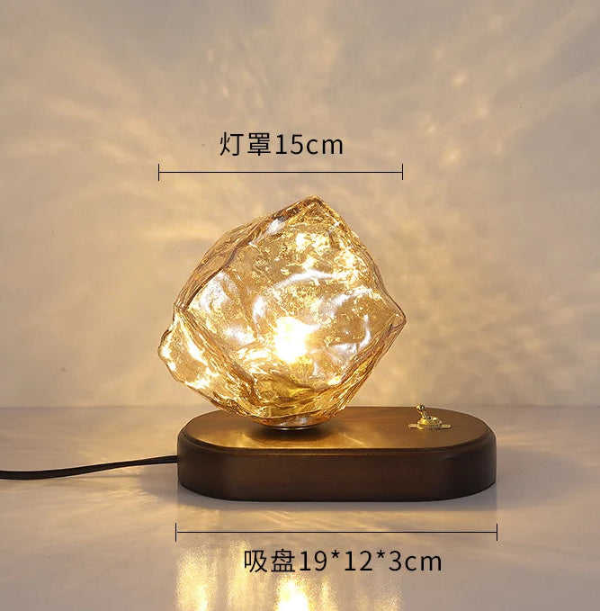Decorative lamp with dimensions and parameter details on a light background