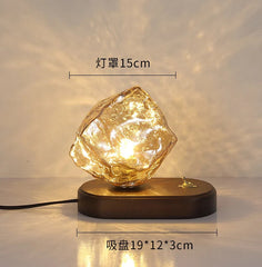 Decorative lamp with dimensions and parameter details on a light background