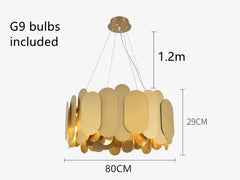 Gold Oval Link Modern Pendant Light Fixture Brushed Brass Finish