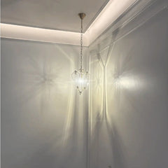 Glass Starburst Pendant Light with Brass Accents