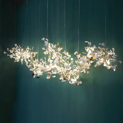Gold Ginkgo Leaf Chandelier Light Cascading Branch Pendant