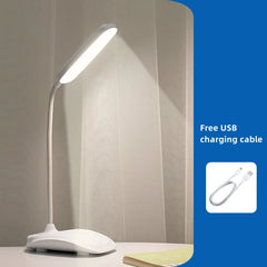 Brass Minimalist LED Desk Lamp with Wooden Accents