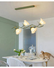 Green Floral Chandelier Acrylic Flower Pendant Light
