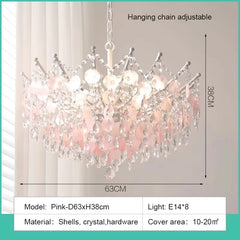 Gold Crystal Cascade Chandelier with Shell Accents