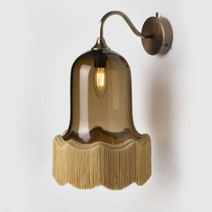 Brass Bell Shade Wall Sconce with Tassel Accent Lighting