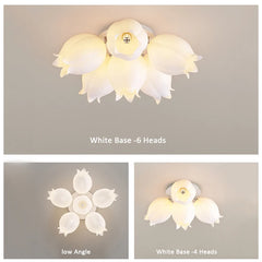 White Orchid Blossom Multi-Light Flush Mount Ceiling Light