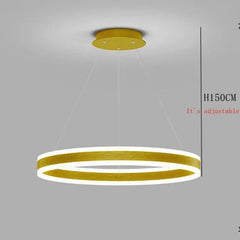 Modern Gold Ring LED Pendant Light with Integrated Illumination
