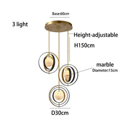 Chandelier with labeled features on a white background.