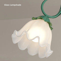 Green Leaf Lily Glass Pendant Light with Bell Shades