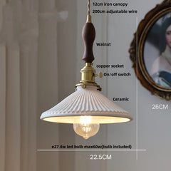 Pendant light with detailed specifications on a neutral background