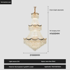 Chandelier with dimensions and specifications on a gray background