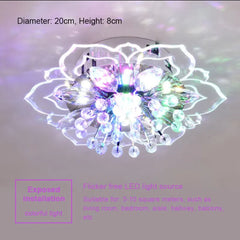 Gold Flower Crystal Flush Mount Ceiling Light with Petal Accents