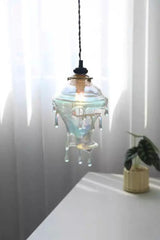 Glass Droplet Pendant Light - Rainbow Swirl - Art Deco Style
