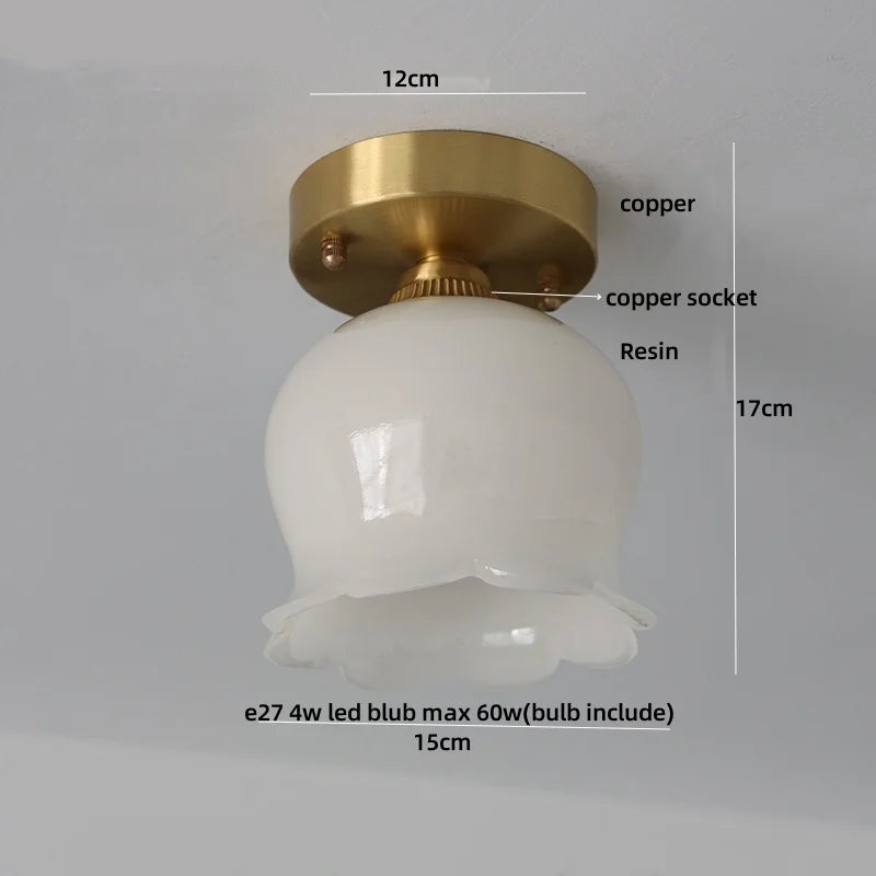 Ceiling light fixture with measurements and component labels on a gray background
