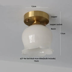 Ceiling light fixture with measurements and component labels on a gray background
