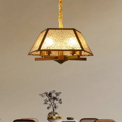 Brushed Gold Floral Pendant Light with Frosted Glass