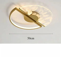 Ceiling light fixture with gold frame and white diffuser on a plain background, labeled '50cm'.