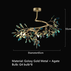 Gold Branch Sputnik Chandelier with Blue Agate Slices