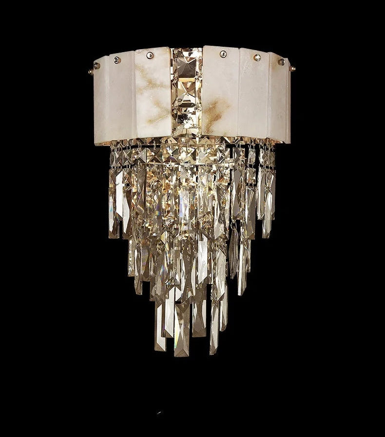 Chandelier with crystal accents on a black background