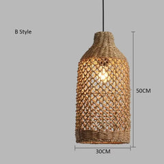 Woven Bamboo Pendant Light Natural Rattan Art Lantern Chandelier