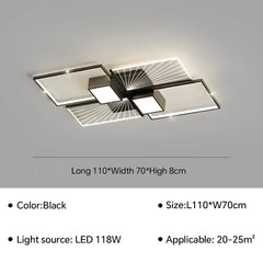 Modern Geometric Frame LED Ceiling Light Black Finish