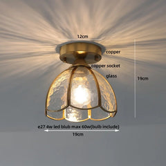 Ceiling light fixture with measurements on a neutral background