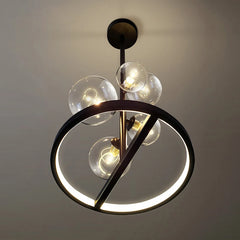 Modern chandelier with glass bulbs on a neutral background